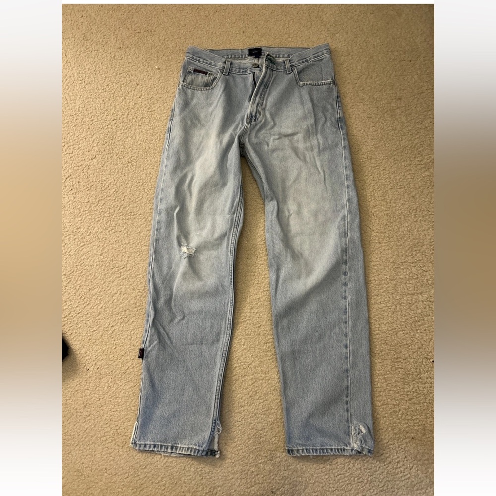 Tommy Hilfiger Straight Blue Jeans with Distressed Accents